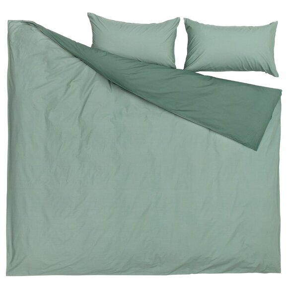 IKEA STRANDTALL King Duvet Cover Set with Pillowcase Gray Green 005.009.03 - Picture 1 of 5